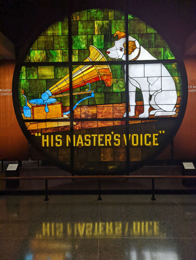 His Master's Voice stained glass