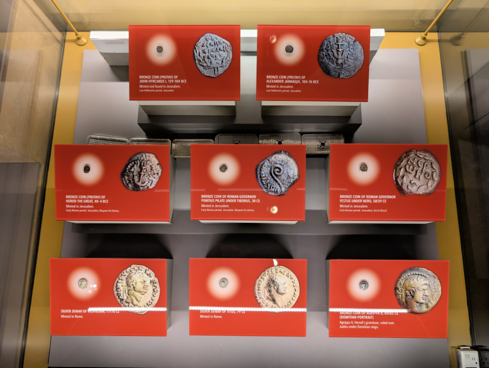 Coin display at Museum of the Bible