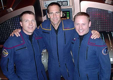 Virts and Fincke on Star Trek set